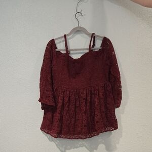 Elegant Burgundy Lace Top